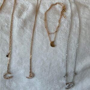 Gold and Silver Moon and Star Necklace chose one for $7